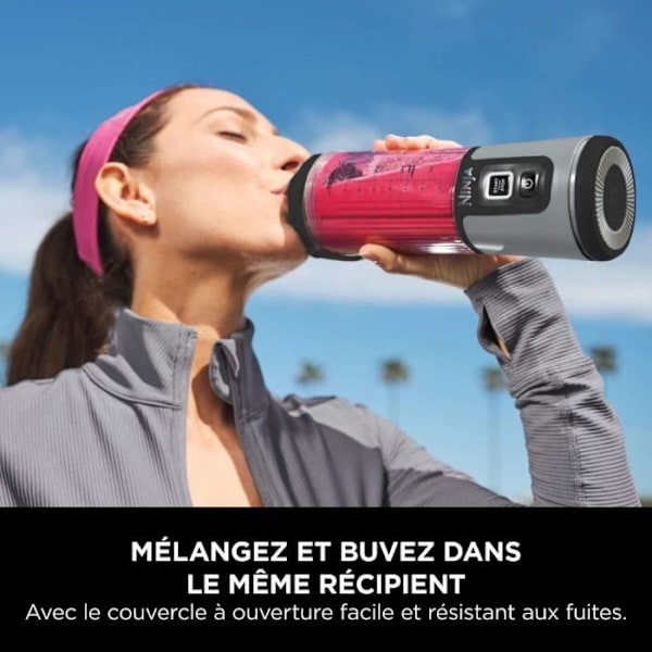Blender bærbar Ninja Blast - BC150EUBK - skål 530 ml - batteridrift 2 timer - trådløs - uden BPA - sort Svart