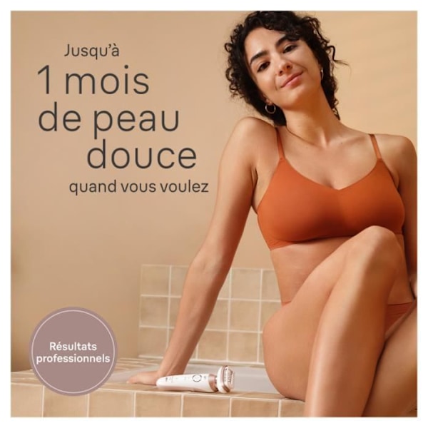 Eltråds epilator - BRAUN - SILK EPIL 9 Flex - 2 hastigheter - Trådlös - 50 min Vit / Roséguld
