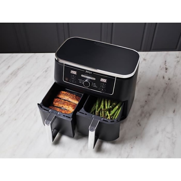 Öljytön friteuse NINJA - Foodi Max Dual Zone AF400EU - Kapasiteetti 9,5L - 6 kypsennysohjelmaa - 2470W