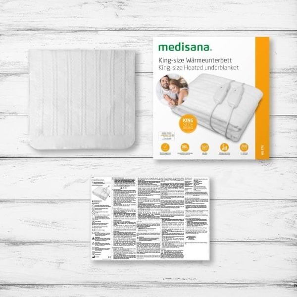 Surmatras varme – Varmemadras 2 personer – medisana HU 676 – vaskbar – 4 temperaturindstillinger – automatisk sluk – 150x160cm hvid