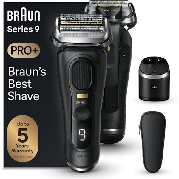 Braun elektrisk barbermaskine - Series 9 PRO+ 9560cc - 5 barberingselementer, indbygget præcisionstrimmer, SmartCare station, vandtæt