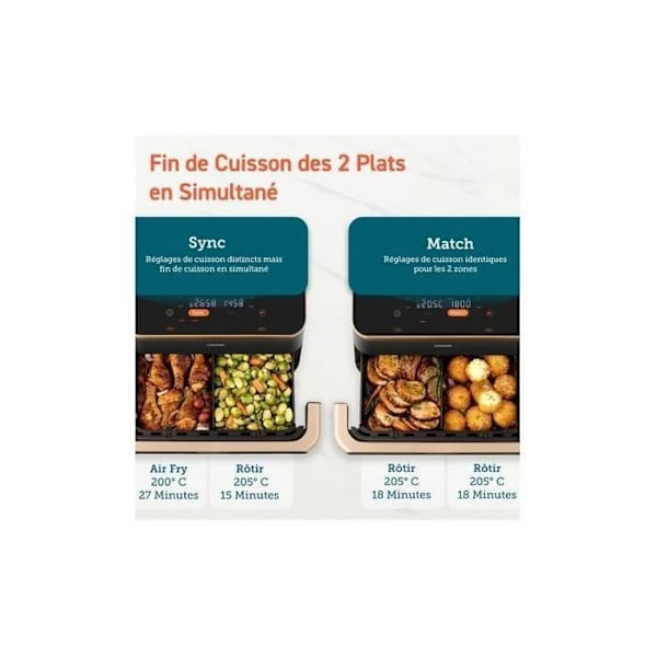 Luftfritös - COSORI - Twinfry Chef Edition - 10 Liter - 2800 W - Temperatur 35°C-240°C Svart / Koppar
