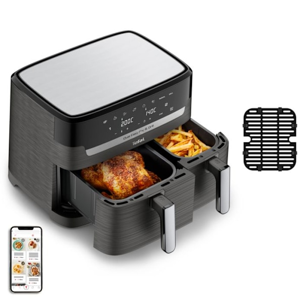 Luftrøgn - Tefal - Dual Easy Fry & Grill - 2700W - 8,3L - 70% mindre energi Grå