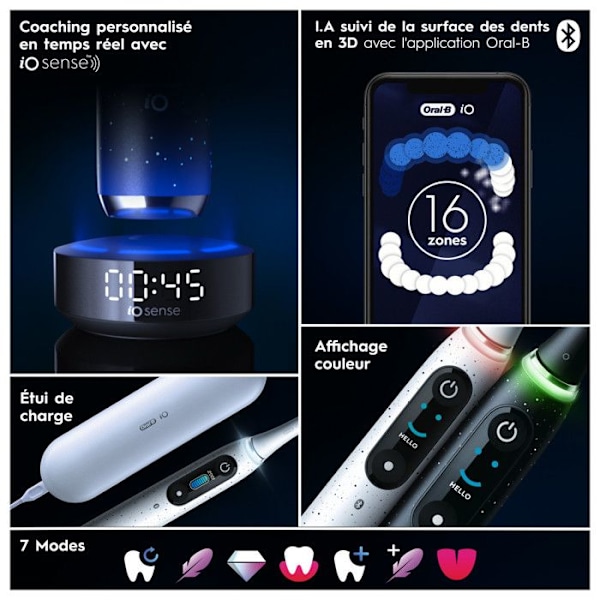 Oral-B Genopladelig elektrisk tandbørste iO 10 hvid, 1 hoved, 1 genopladeligt rejsetui, 1 iO Sense oplader Vit