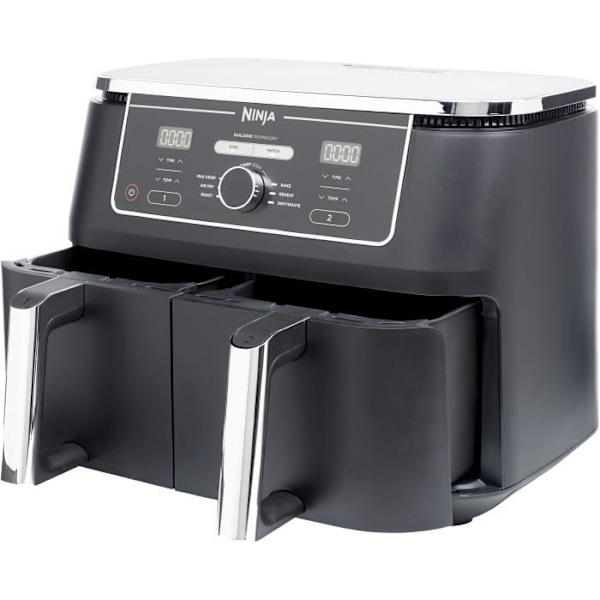 Öljytön friteuse NINJA - Foodi Max Dual Zone AF400EU - Kapasiteetti 9,5L - 6 kypsennysohjelmaa - 2470W