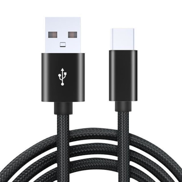 3m Snabbladdning USB-C nylon kabel Svart