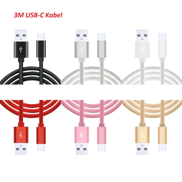 3m USB-C laddare till Samsung S10, S10E, S10 Plus Vit