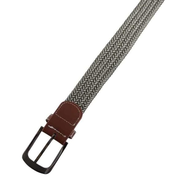 Flätad bälte - Tvåfärgad modell (brun/vit) - Polyester - 120 cm - Bredd 3,2 cm Flerfärgad 120 cm