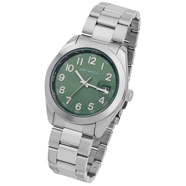 Ur - Måtte - Rustfrit stål - Grøn skive 41 mm - Vandtæthed 5 ATM Silver