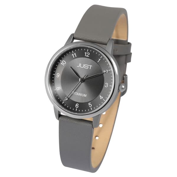 Ur - JUST - Della - Titanium hus 34 mm - Grå læderrem 16 mm - Vandtæthed 5 ATM Grå