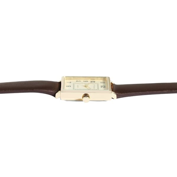 Armbandsur - EXCELLANC - Excellanc Dam - Guld rektangulär klocka - Brun konstläderarmband - Quartz PC21 brun