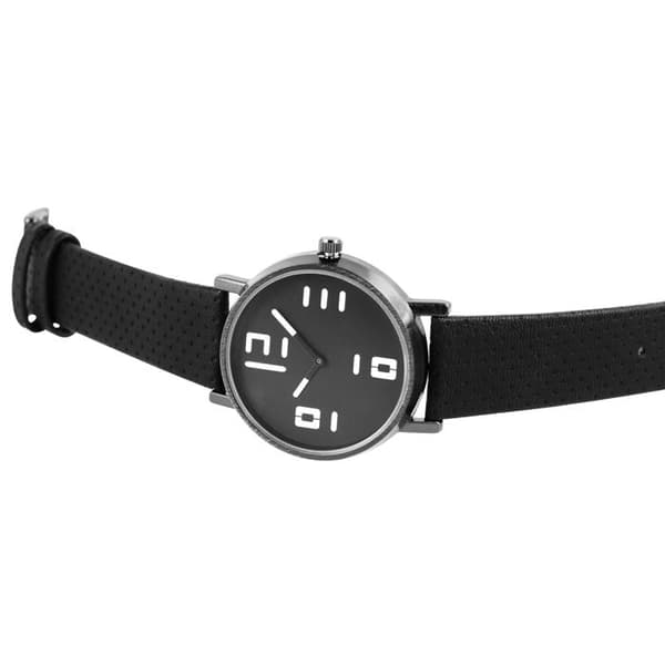 Dameur - EXCELLANC - EX0285 - Metalhus grå 40mm - Sort urskive - 20mm imiteret læderrem Grå