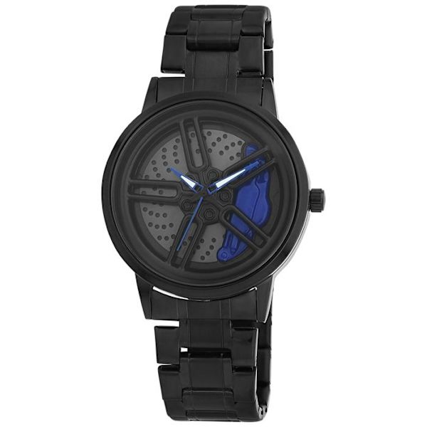 Ur - RAPTOR - Kurt - Rustfrit stål - 42 mm - Sort/Blå Svart