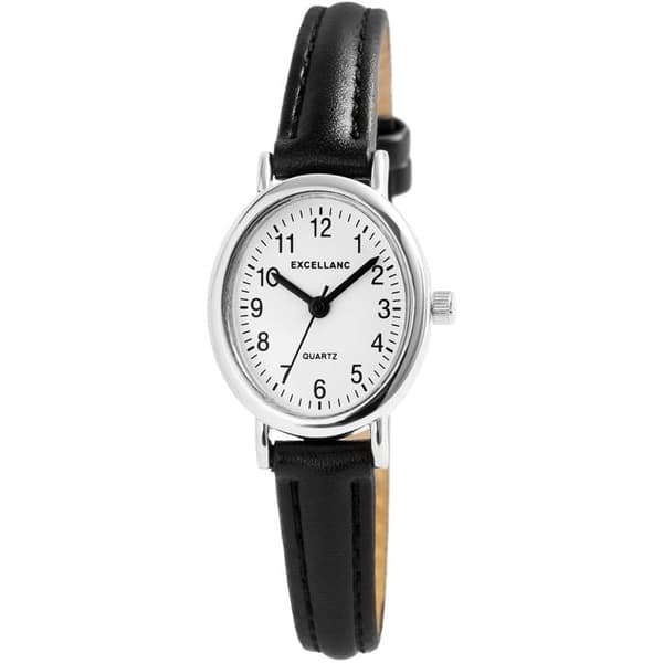 Armbåndsur - EXCELLANC - Excellanc - Kvinde - Oval kasse 23 mm - Sort imiteret læderrem Svart