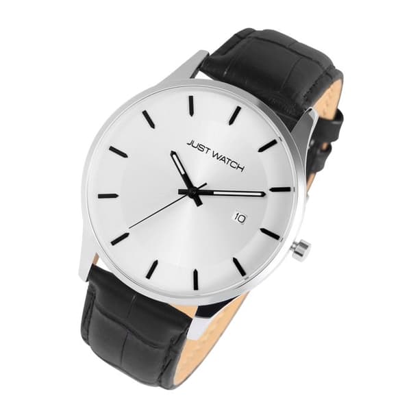 Ur - Dennis - Sort læder - Urkasse 43 mm - Quartz VJ32 Svart