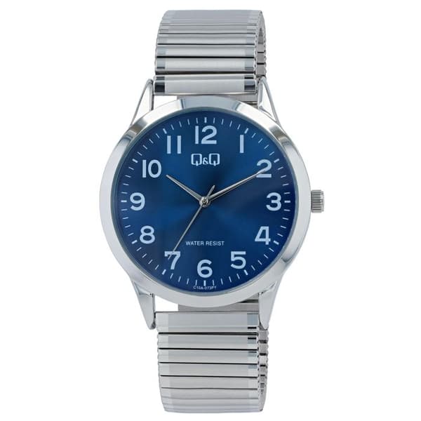 Klocka - Q&Q - C10A-073PY - Silverfärgad rostfritt stål - Blå urtavla - Miyota 2035 kvarts Silver