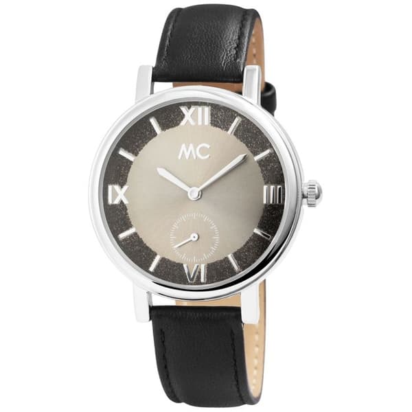Dameur - MC - MC - Urkasse 38 mm - Grå urskive - Sort læderrem Silver