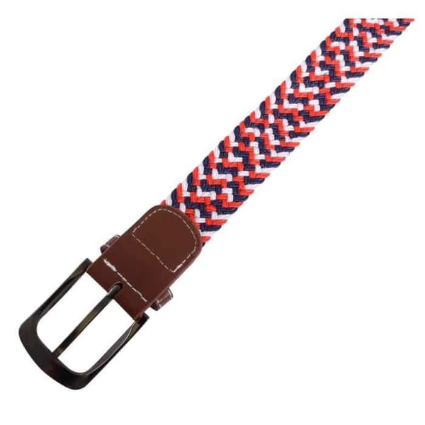 Flätad bälte - Den eleganta 100 cm - Polyester - Bredd 3,2 cm - Spänne med nål Röd//Blå//Vit 110 cm