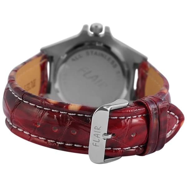 Armbåndsur - FLAIR - Flair - 40 mm - Rustfrit stål - Brun læderrem - 5 ATM Silver