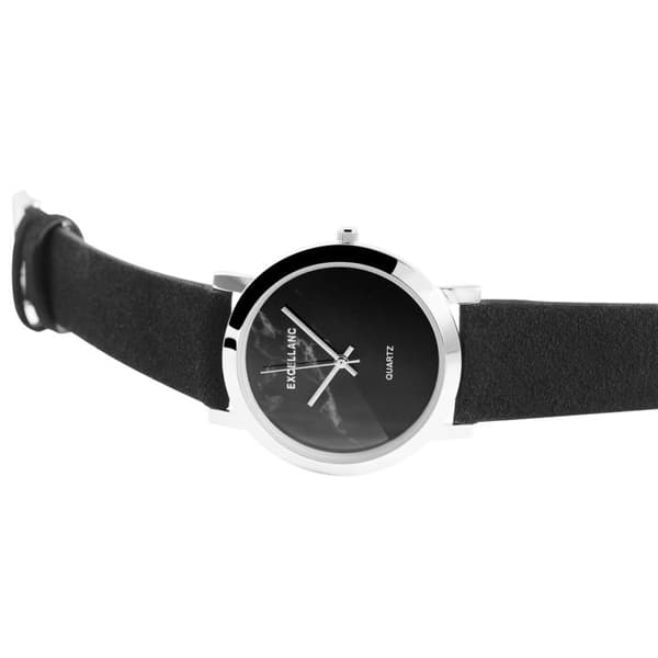 Ur - EXCELLANC - Model Essentiel - Kasse 38 mm - Skive grå/sort - Rem i kunstlæder Silver