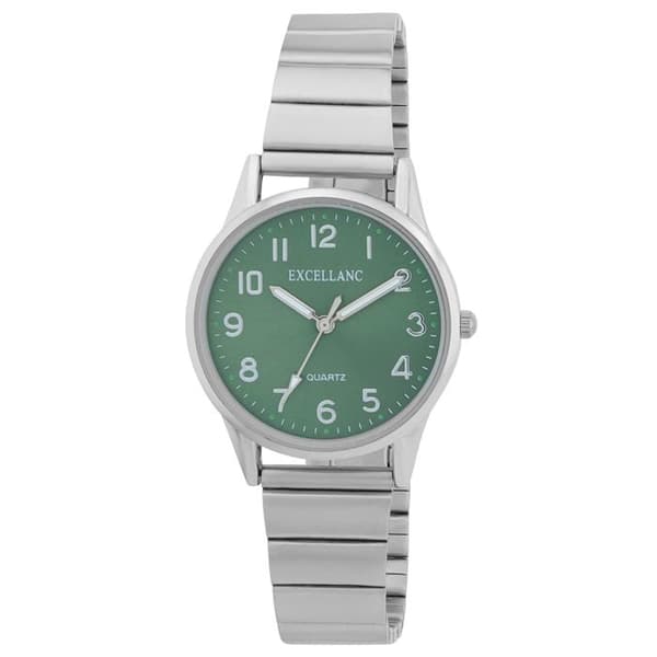 Dameur - SL68 - Grøn urskive - Sølvfarvet rustfrit stålrem - 33 mm kasse Silver