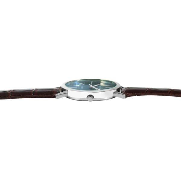 Ur - EXCELLANC - Excellanc - 40 mm - blå urskive - brun kunstlæderrem brun