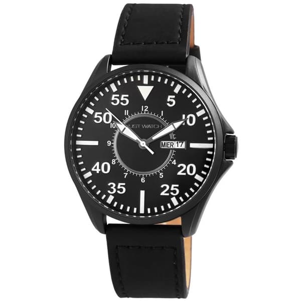 Ur - Austin - Mand - Sort metal hus 45 mm - Sort læderrem 22 mm Svart