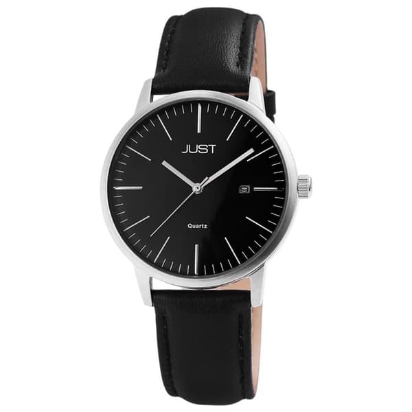 Ur - JUST - Emerick - Sort urskive - 20 mm sort læderrem - 40 mm stålhus, 3 ATM Svart