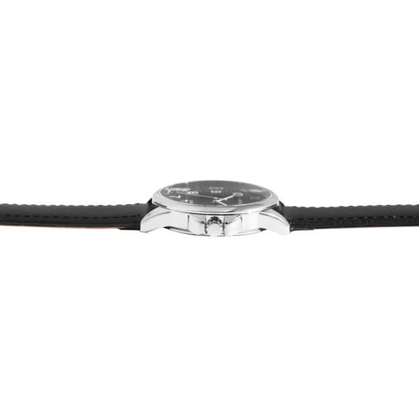 Ur - Bernard - Mand - Kasse i rustfrit stål 39 mm - Sort urskive, læderrem 20 mm Svart