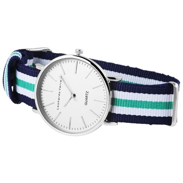Ur - LEONARDO VERRELLI - Leonardo Verrelli - 40 mm - Blå tekstilarmbånd - Mineralglas Silver