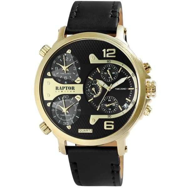 Ur - Maxx - Sort læder - Guld 52 mm - Quartz Miyota 2035 Svart