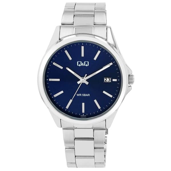 Herreur - Q&Q - 44 mm - Rustfrit stål - Blå urskive - Vandtæthed 5 ATM Silver