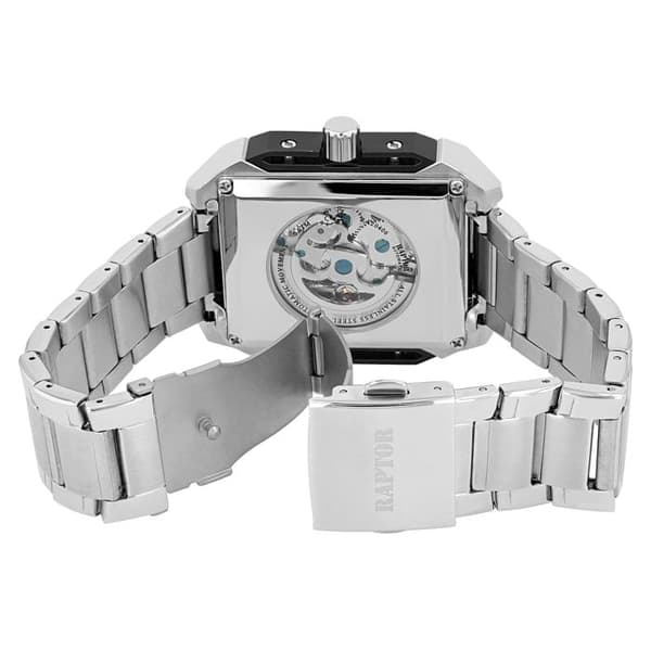Ur - RAPTOR - Raptor - Rektangulær - Rustfrit stål - Automatisk Silverfärgad (kapsel och armband i 