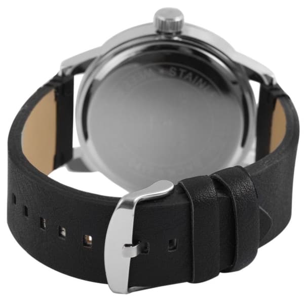 Ur - EXCELLANC - EX0361 - Metalhus 48 mm - Grå urskive - Sort kunstlæderrem Silver