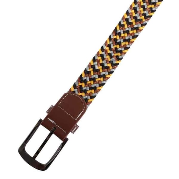 Bälte - Textil 110 cm - Polyester och syntetiskt läder - Bredd 3,2 cm - Unisex spänne Kastanjefärgad//Grå 110 cm
