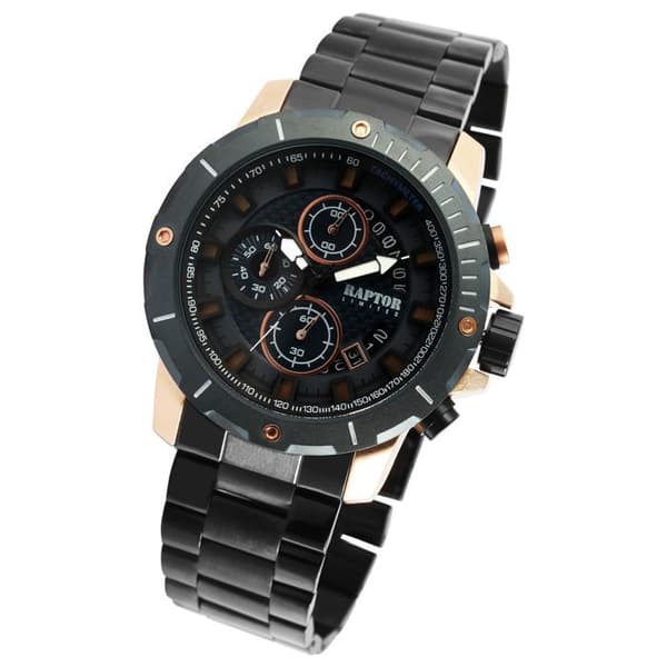 Ur - RAPTOR - Kifah - Kronograf - Kasse 47 mm - Armbånd i sort rustfrit stål Svart