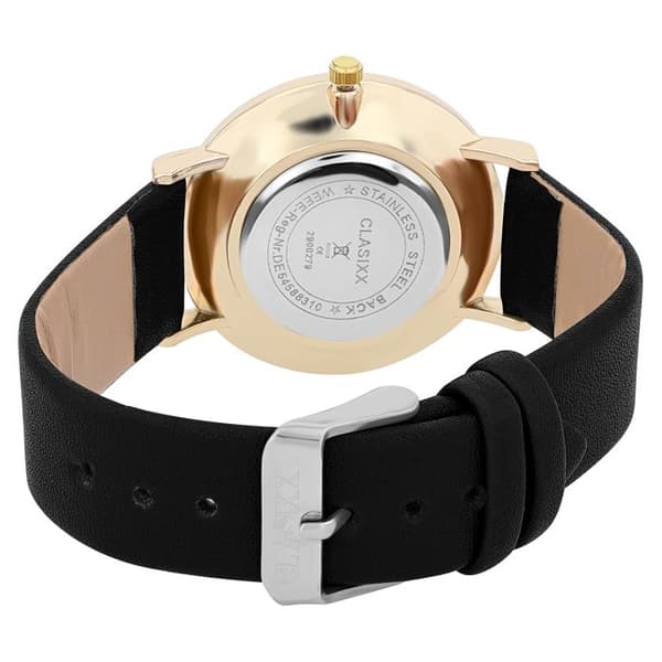 Ur - Classixx - Quartz SL68 - 40 mm guld kasse - Sort kunstlæderrem Svart