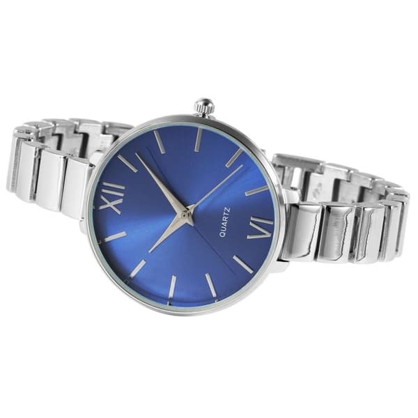 Damklocka - EXCELLANC - EX0177 - Silverfärgad - Blå urtavla - Metallarmband med länkar Silver