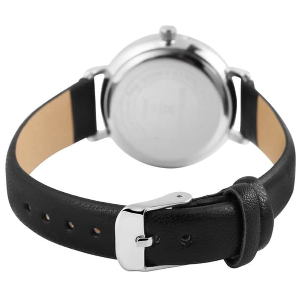 Dameur - EXCELLANC - Excellanc - 33 mm - Quartz Japan PC21 - Sort imiteret læderarmbånd Silver