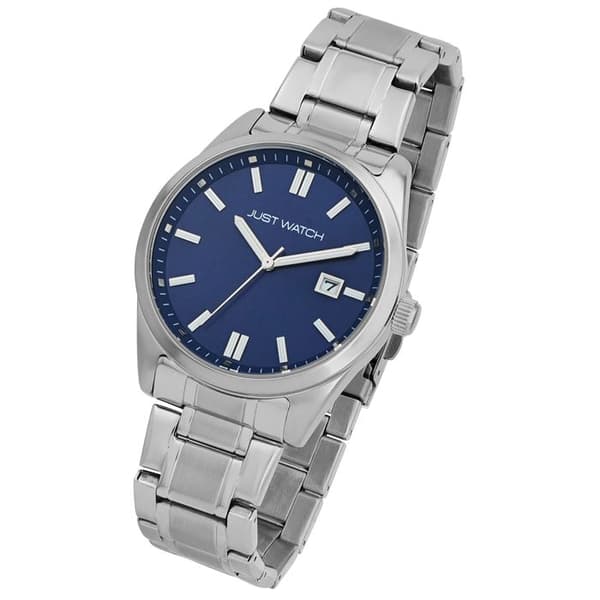 Ur - Theo - Kasse 42 mm - Armbånd i rustfrit stål 22 mm - Blå urskive Silver