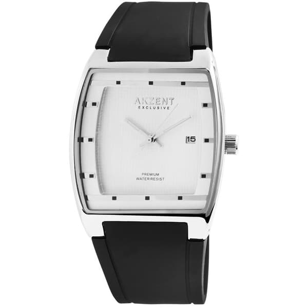 Ur - Bahri - Sølvtonet kasse - Sort silikonearmbånd 27mm - Quartz bevægelse PC32 Silver