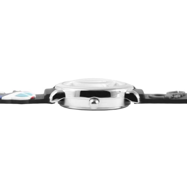 Børneur - EXCELLANC - EX0037 - Kasse 27 mm sølv - Sort silikonearmbånd - Quartz Japan PC21 Silver
