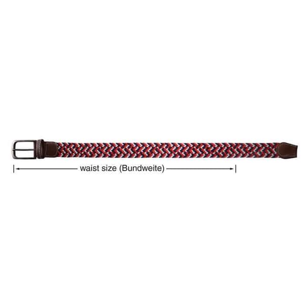 Flätad bälte - Den eleganta 100 cm - Polyester - Bredd 3,2 cm - Spänne med nål Röd//Blå//Vit 110 cm