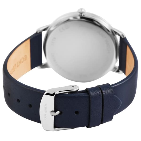 Ur - Willem - Sølv kasse 42 mm - Mørkeblå skive - Blå læderrem 20 mm Silver