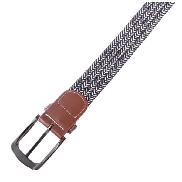 Textilbälte herr - Flätad chic - Svart - Polyester - Spänne med nål Svart 100 cm