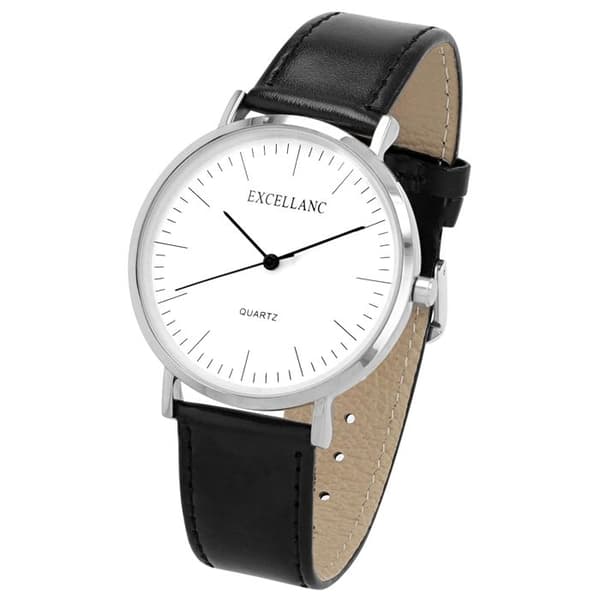 Herreur - EXCELLANC - EX0151 - Kasse 41 mm - Sort læderrem - Mineralglas Silver