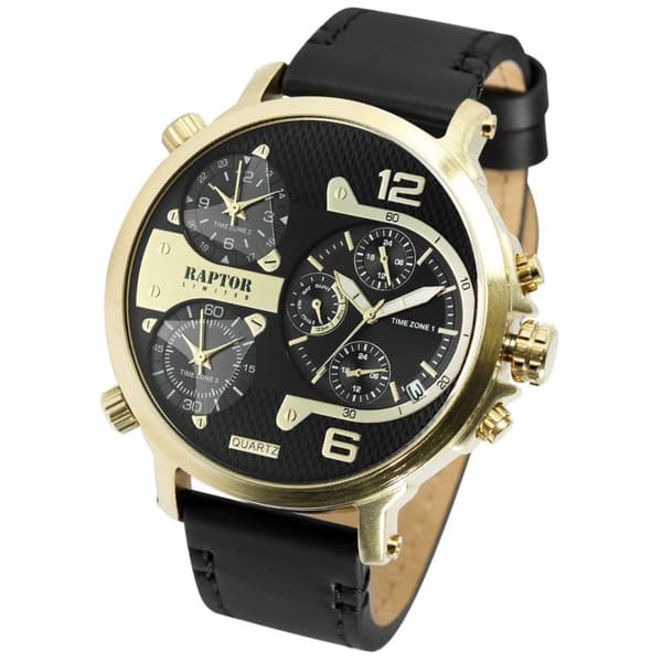 Ur - Maxx - Sort læder - Guld 52 mm - Quartz Miyota 2035 Svart