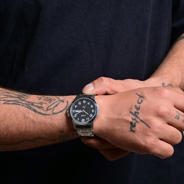 Montre - JUST - Anakin - 39 mm - Rustfrit stål sølv - Sort zebra urskive Silver