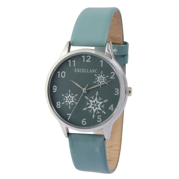 Armbåndsur - EXCELLANC - Excellanc Kvinde - 36 mm - Blå imiteret læderrem - Mineralglas Blå