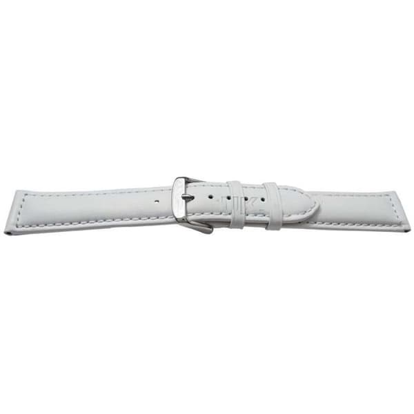 Simpel hvid læderarmbånd 20mm ekstra langt til ur Vit